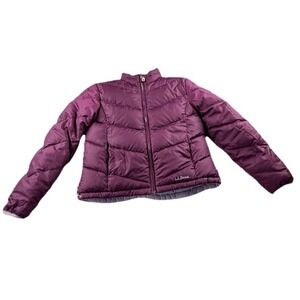 L.L. Bean Goose Down Jacket Womens Size Small Quilted Puffer Reversible Purple